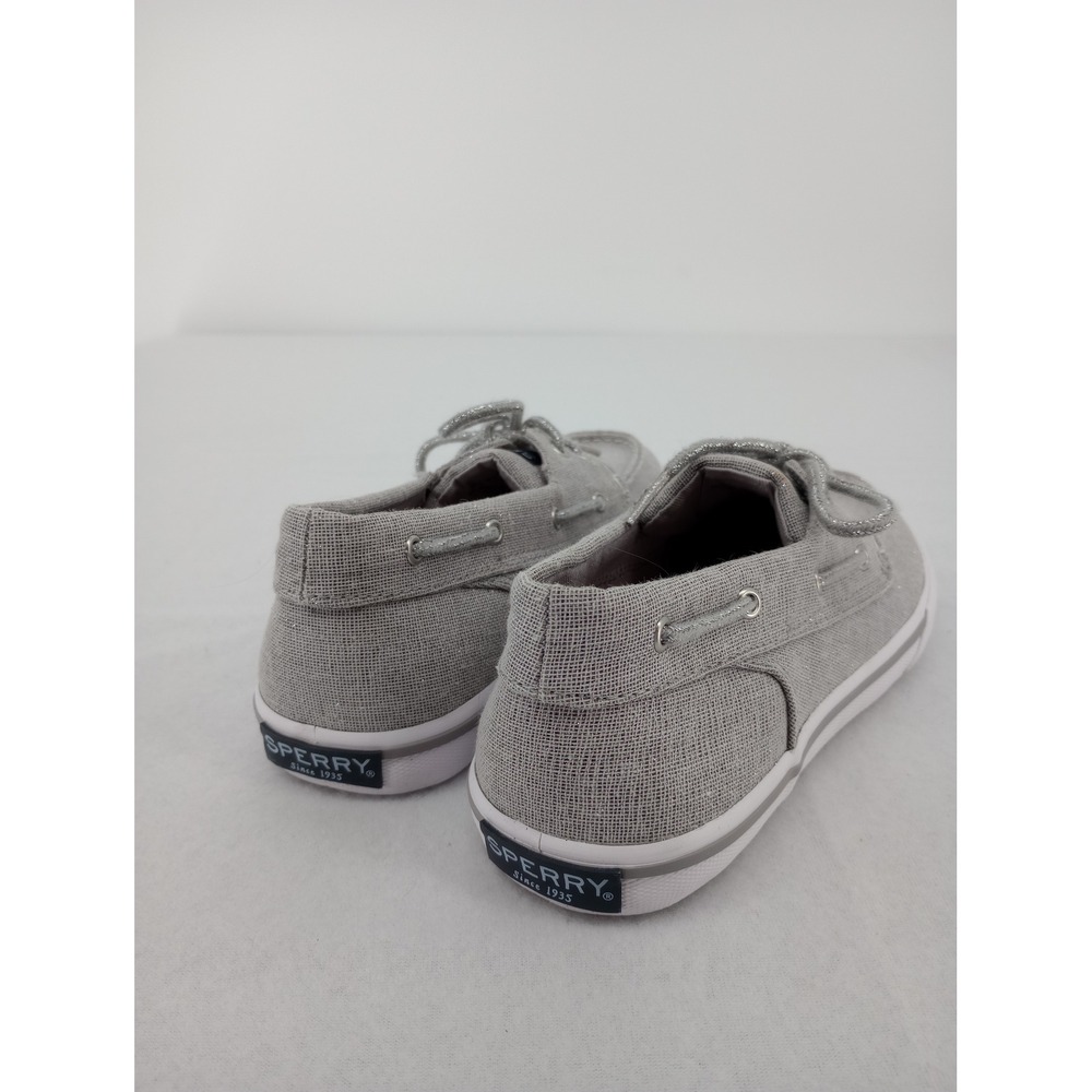 Sperry Boat Shoes Girls 3M Grey Silver Glitter Canvas Memory Foam - Picture 5 of 8